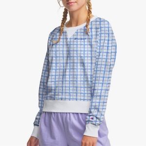 Champion Sweatshirt Blue and White Mini Batik Campus French Terry Size Large